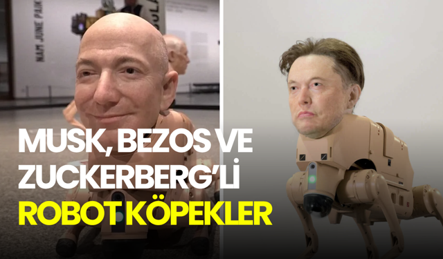 Berlin'de robot köpekler yapay zeka sanatı üretiyor: Elon Musk, Bezos ve Zuckerberg'in yüzleri var