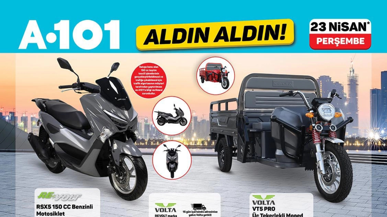 A101'de 23 Nisan "Aldın aldın" kataloğu: Bisiklet 2.999 TL, motosiklet 89.990 TL