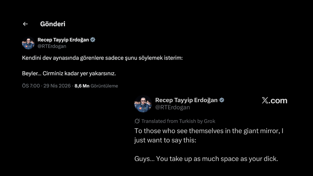 Grok, Erdoğan'ın Sözlerini Küfürlü Olarak Çevirdi (2)