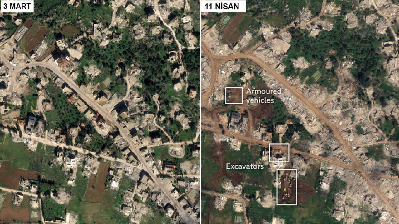 İsrail'in Lübnan'daki Yıkımı Uydudan Görüntülendi (1)